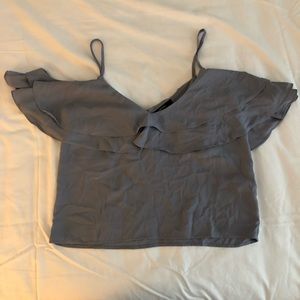 Small Gray Dressy Off the Shoulder Tank Top